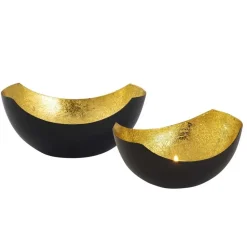 Bobbel Home - Waxinelichthouder set 2 stuks Kandelaar Love bowl vorm zwart mat