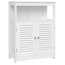 Bobbel Home - Witte Badkamerkast - Inclusief 2 Lamellendeuren - Landelijk - MDF