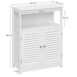 Bobbel Home - Witte Badkamerkast - Inclusief 2 Lamellendeuren - Landelijk - MDF