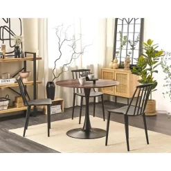 BOCA - Ronde eettafel - Donkere houtkleur - 90 cm - MDF