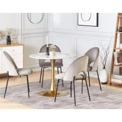 BOCA - Ronde eettafel - Wit/Goud - 90 cm - MDF