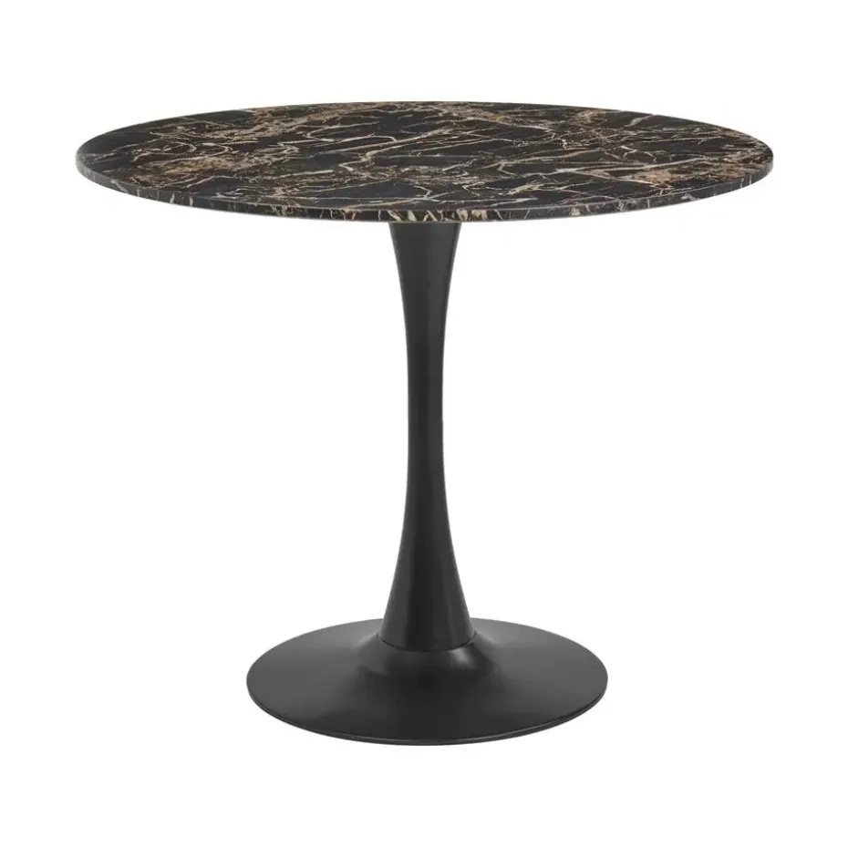 BOCA - Ronde eettafel - Zwart/Goud - 90 cm - MDF