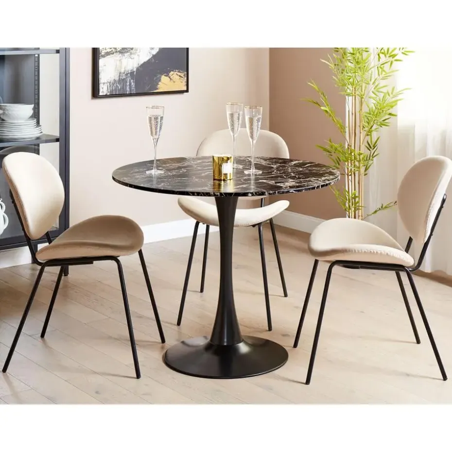 BOCA - Ronde eettafel - Zwart/Goud - 90 cm - MDF