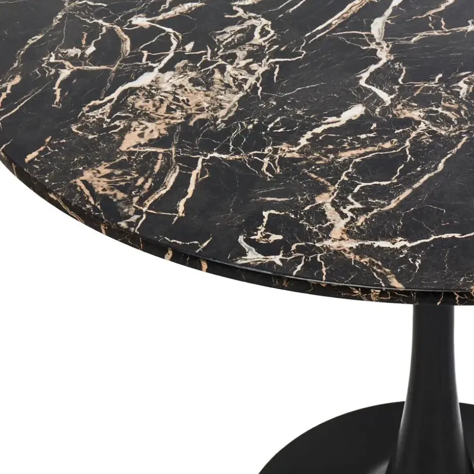 BOCA - Ronde eettafel - Zwart/Goud - 90 cm - MDF