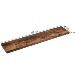 Boeken Plank van 120 cm lang, industrieel design, vintage bruin