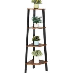 Boekenkast - hoekkast - 4 legplanken - 34x125x34 cm - vintage bruin