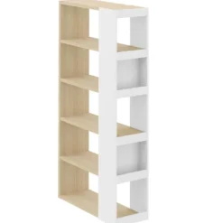 Boekenkast Ellana 7 open vakken-lichte eik/wit