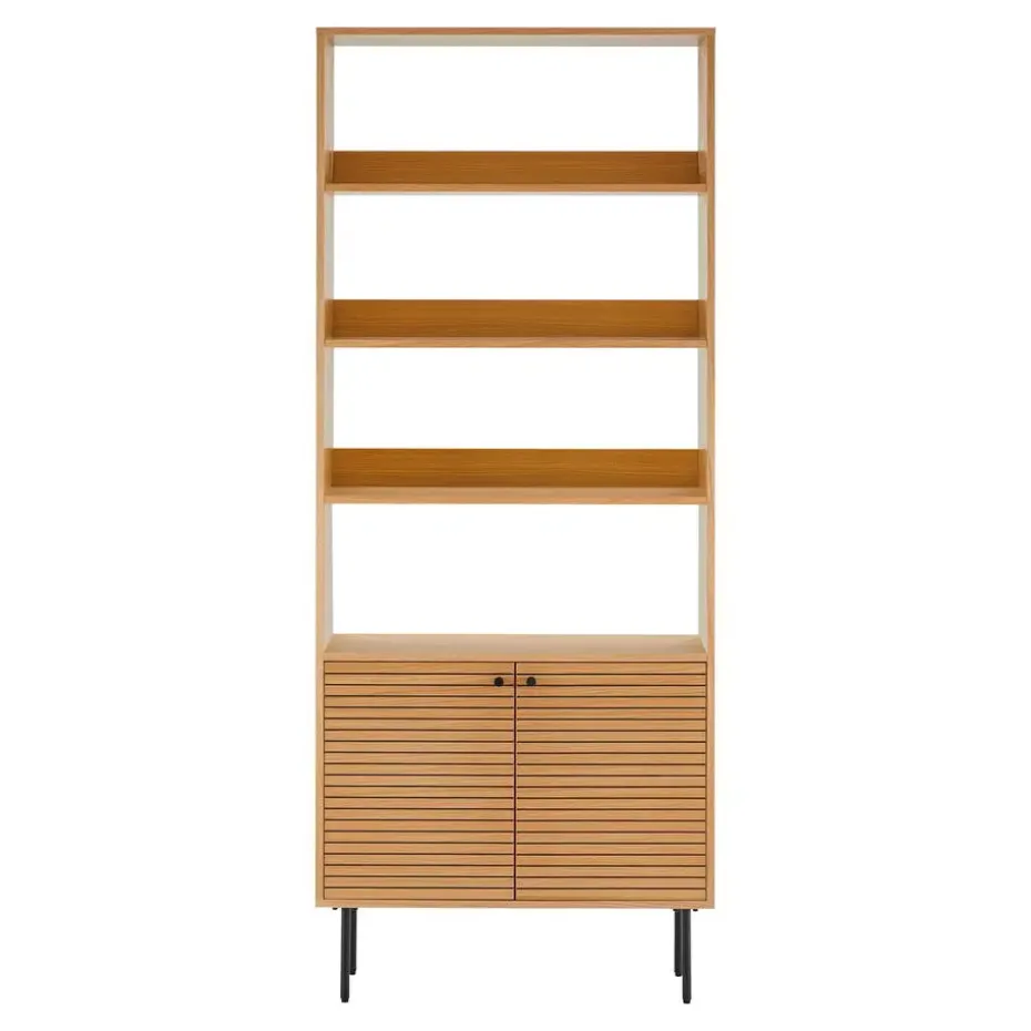 Boekenkast Naturel Eikenfineer - 80x30x200cm - Kyoto