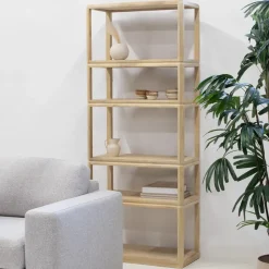 Boekenkast Naturel Mangohout - 80x40x200cm - Noëlle