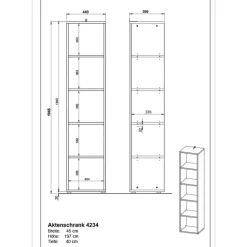 Boekenkast Osmond 45cm - grafiet