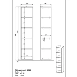 Boekenkast Osmond 45cm - grafiet