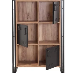 Boekenkast Sapphire - 89x35x127cm - 3 deuren - zwart metaal/eikdecor