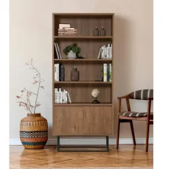 Boekenkast Walnoot Bruin Melamine - 80x36x182cm - Rea