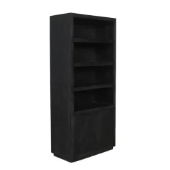 Boekenkast Zwart Hout - 90x45x200cm - Brussel