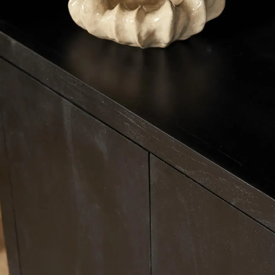 Boekenkast Zwart Hout - 90x45x200cm - Brussel