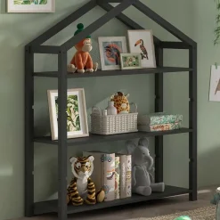 Boekenrek Dallas - 111x40x141cm - massief dennenhout - antraciet