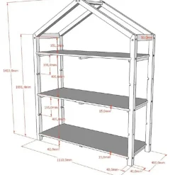 Boekenrek Dallas - 111x40x141cm - massief dennenhout - antraciet