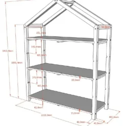 Boekenrek Dallas - 111x40x141cm - massief dennenhout - antraciet
