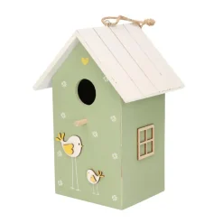 Boltze Vogelhuisje - groen met wit dak - hout nestkastje - 22 cm
