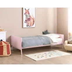 BONNAC - Eenpersoonsbed - Lichtroze - 90 x 200 cm - Dennenhout