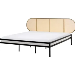 BOULIN - Tweepersoonsbed - Zwart - 180 x 200 cm - PE rotan