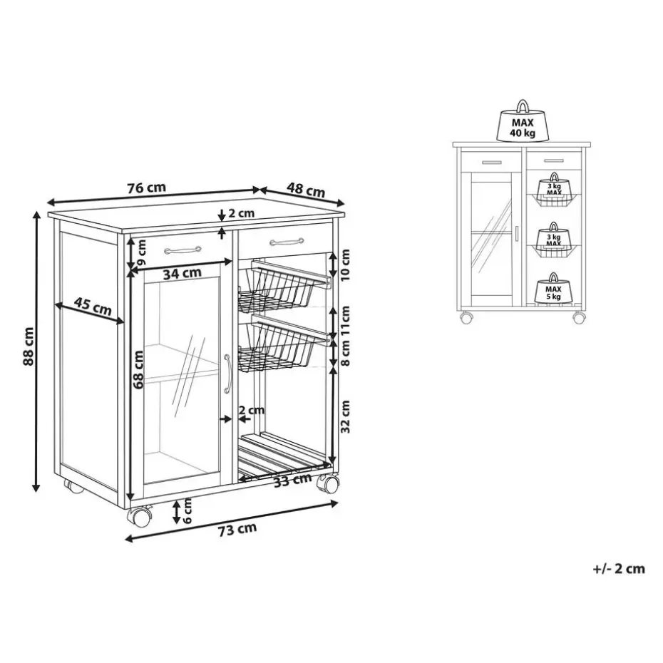 BOVES - Keukentrolley - Wit - MDF