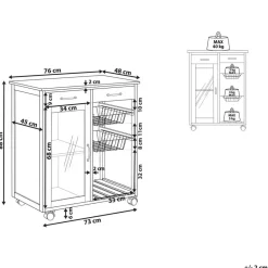 BOVES - Keukentrolley - Wit - MDF