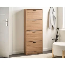 BOWRAL - Schoenenkast 4 vakken - Lichtbruin - Vezelplaat