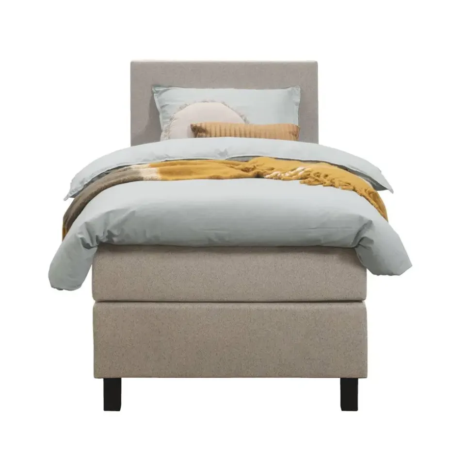 Boxspring Liv egaal - beige - 90x200 cm - vierkante poot