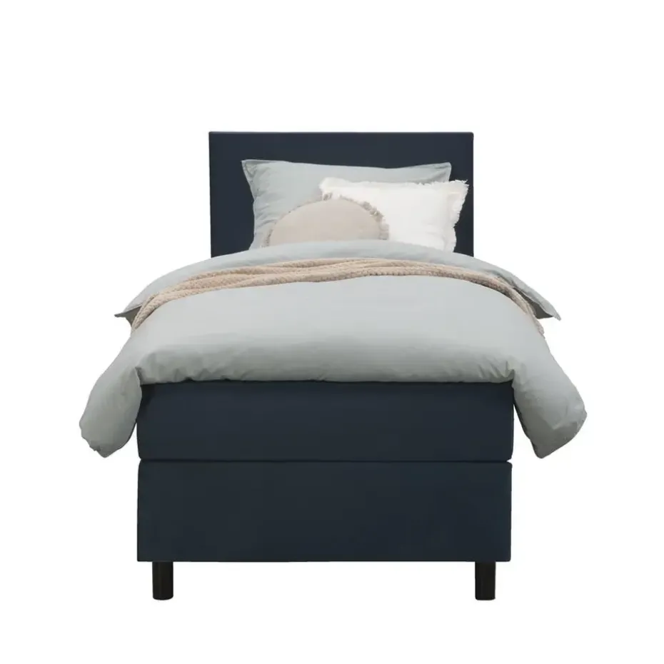 Boxspring Liv egaal - blauw - 90x200 cm - ronde poot