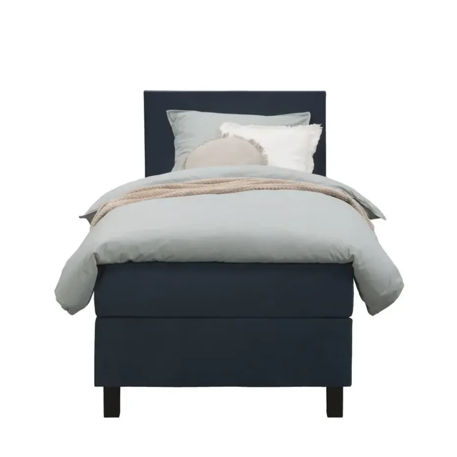 Boxspring Liv egaal - blauw - 90x200 cm - vierkante poot