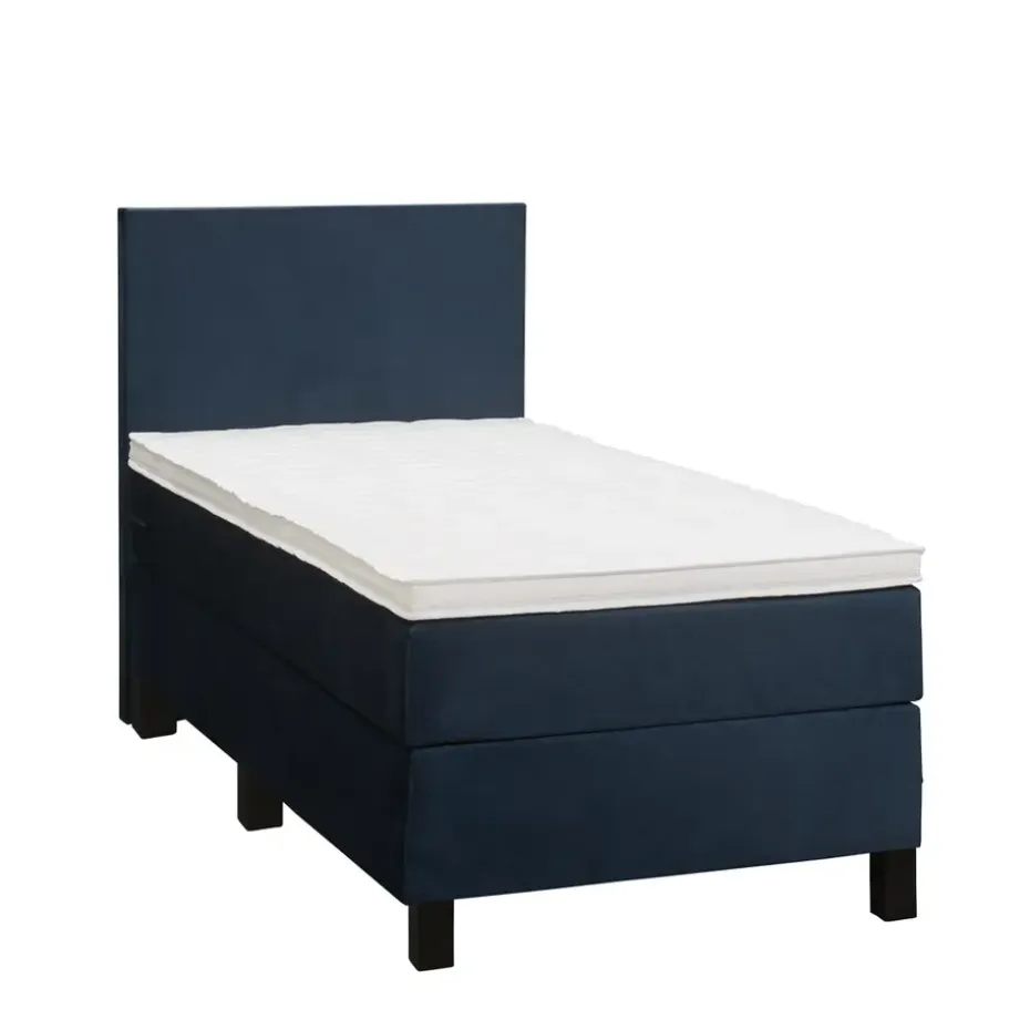 Boxspring Liv egaal - blauw - 90x200 cm - vierkante poot