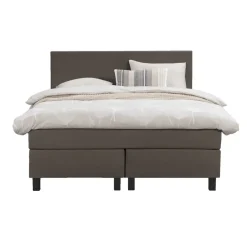 Boxspring Liv egaal - donkerbruin - 140x200 cm - vierkante poot