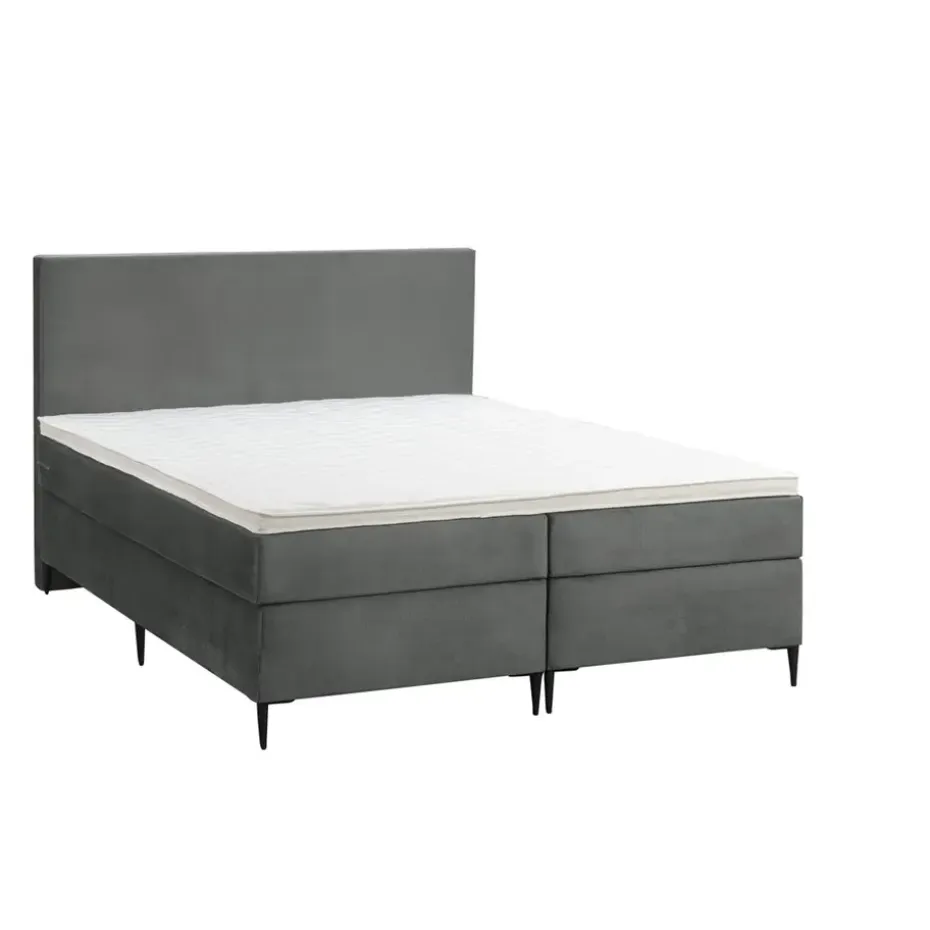 Boxspring Liv egaal - grijs - 180x200 cm - slanke poot
