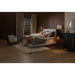 Boxspring Liv egaal - lichtgrijs - 120x200 cm - vierkante poot