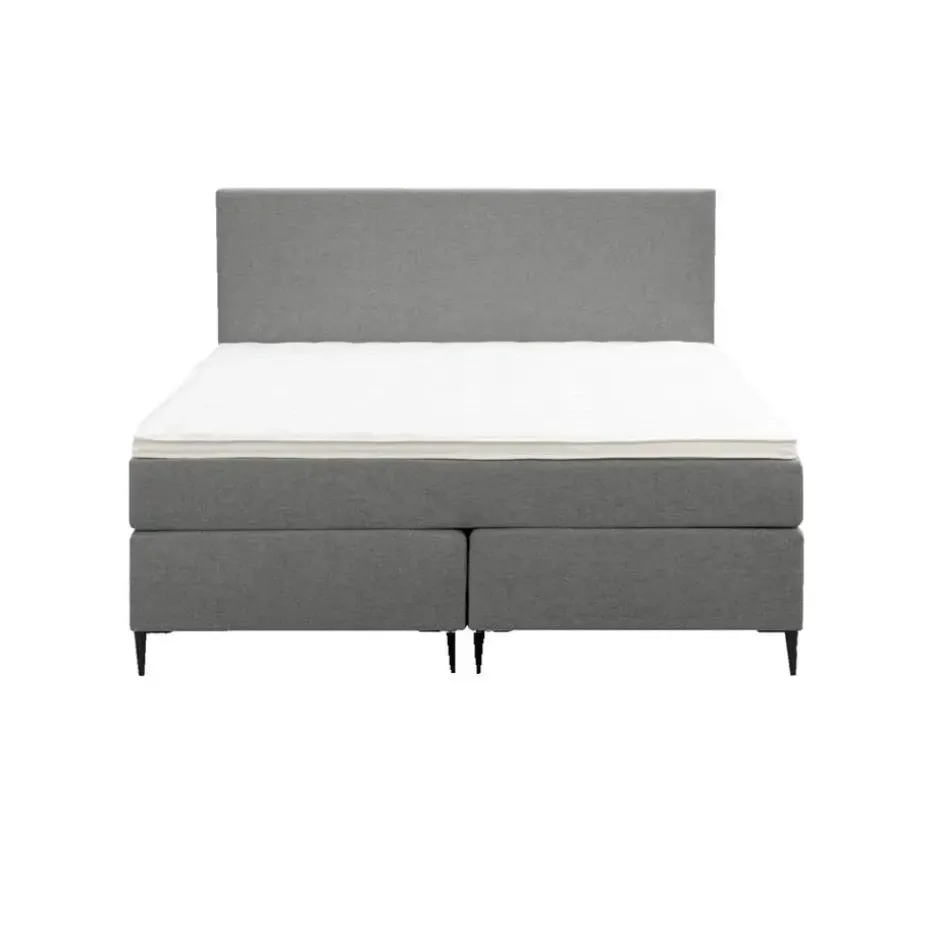 Boxspring Liv egaal - lichtgrijs - 140x200 cm - slanke poot