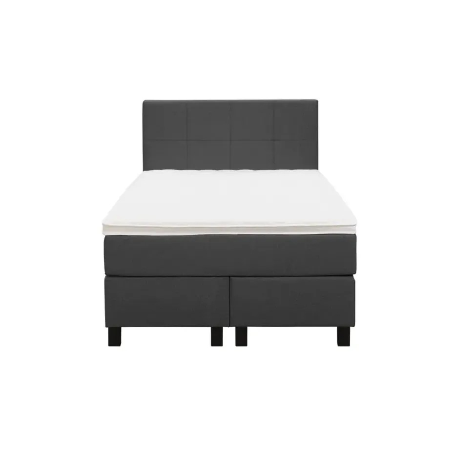 Boxspring Liv geblokt - antraciet - 120x200 cm - vierkante poot