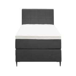 Boxspring Liv geblokt - antraciet - 90x200 cm - slanke poot