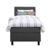 Boxspring Liv geblokt - antraciet - 90x200 cm - vierkante poot