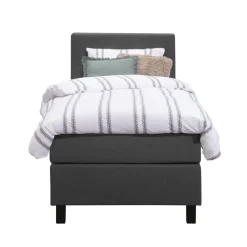 Boxspring Liv geblokt - antraciet - 90x200 cm - vierkante poot