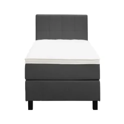 Boxspring Liv geblokt - antraciet - 90x200 cm - vierkante poot