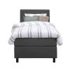 Boxspring Liv geblokt - antraciet - 90x200 cm - ronde poot