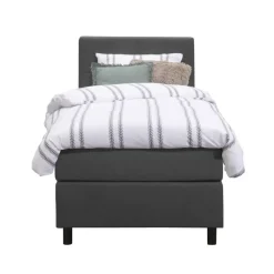 Boxspring Liv geblokt - antraciet - 90x200 cm - ronde poot