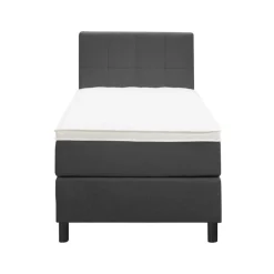 Boxspring Liv geblokt - antraciet - 90x200 cm - ronde poot