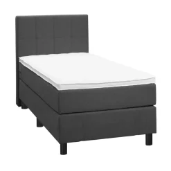 Boxspring Liv geblokt - antraciet - 90x200 cm - ronde poot