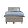 Boxspring Liv geblokt - beige - 120x200 cm - vierkante poot