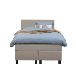 Boxspring Liv geblokt - beige - 120x200 cm - vierkante poot