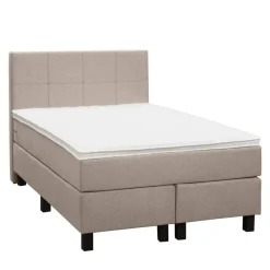 Boxspring Liv geblokt - beige - 120x200 cm - vierkante poot
