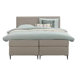 Boxspring Liv geblokt - beige - 180x200 cm - slanke poot