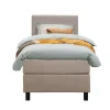 Boxspring Liv geblokt - beige - 90x200 cm - vierkante poot